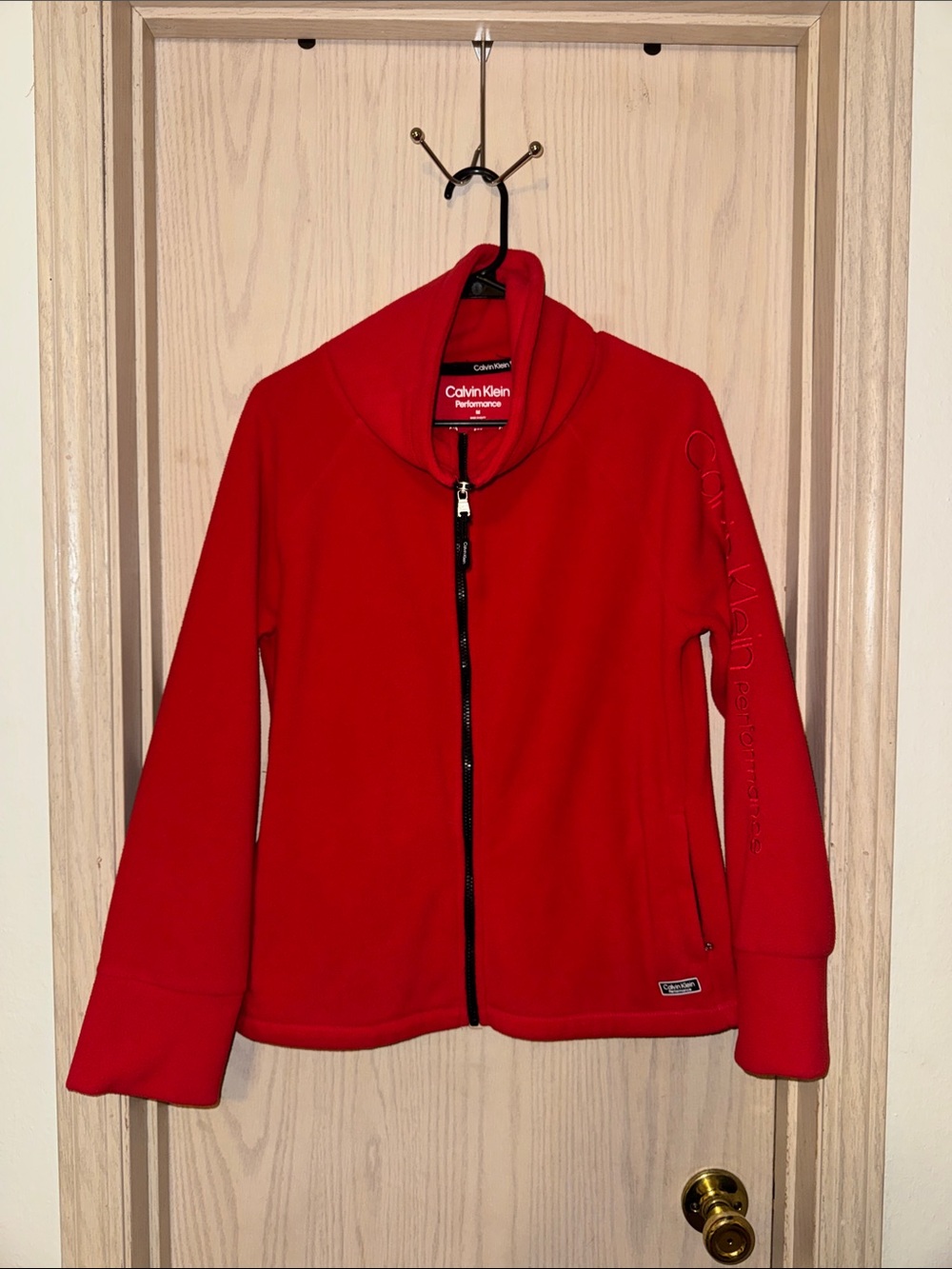 Calvin Klein Bright Red Full-Zip Fleece Jacket